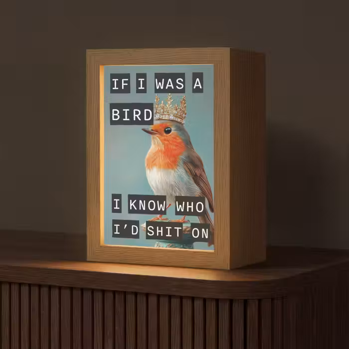 Tischlampe - Rotkehlchen - Vogel - Blau - Dekoration