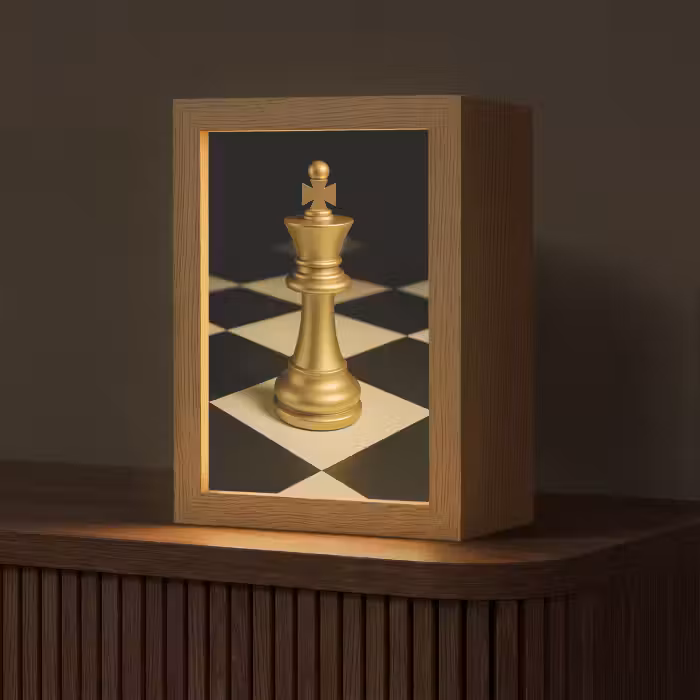 Tischlampe - Schachfigur - König - Schachbrett - Blockiert
