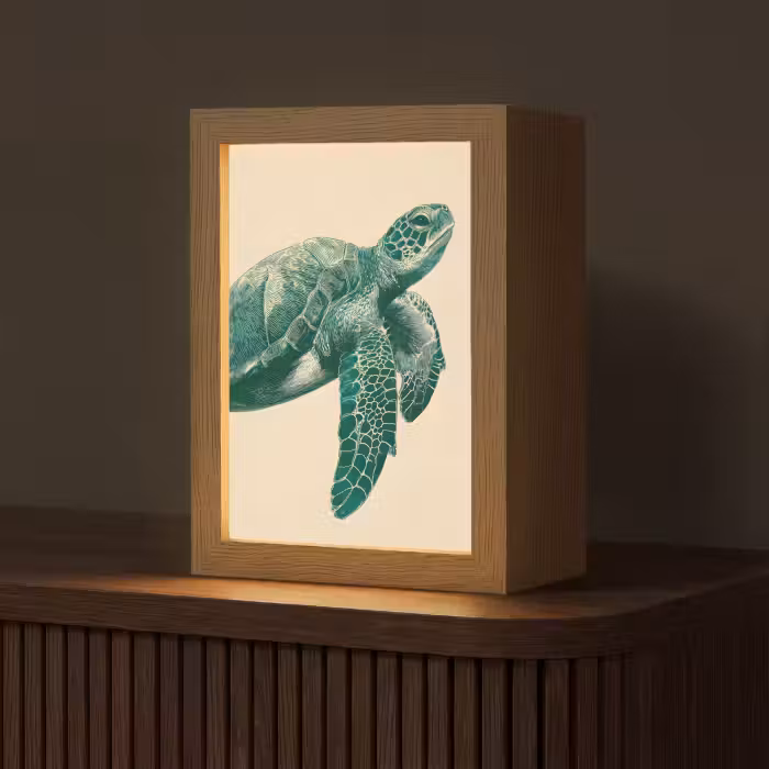 Tischlampe - Schildkröte - Elegant - Grün - Schild