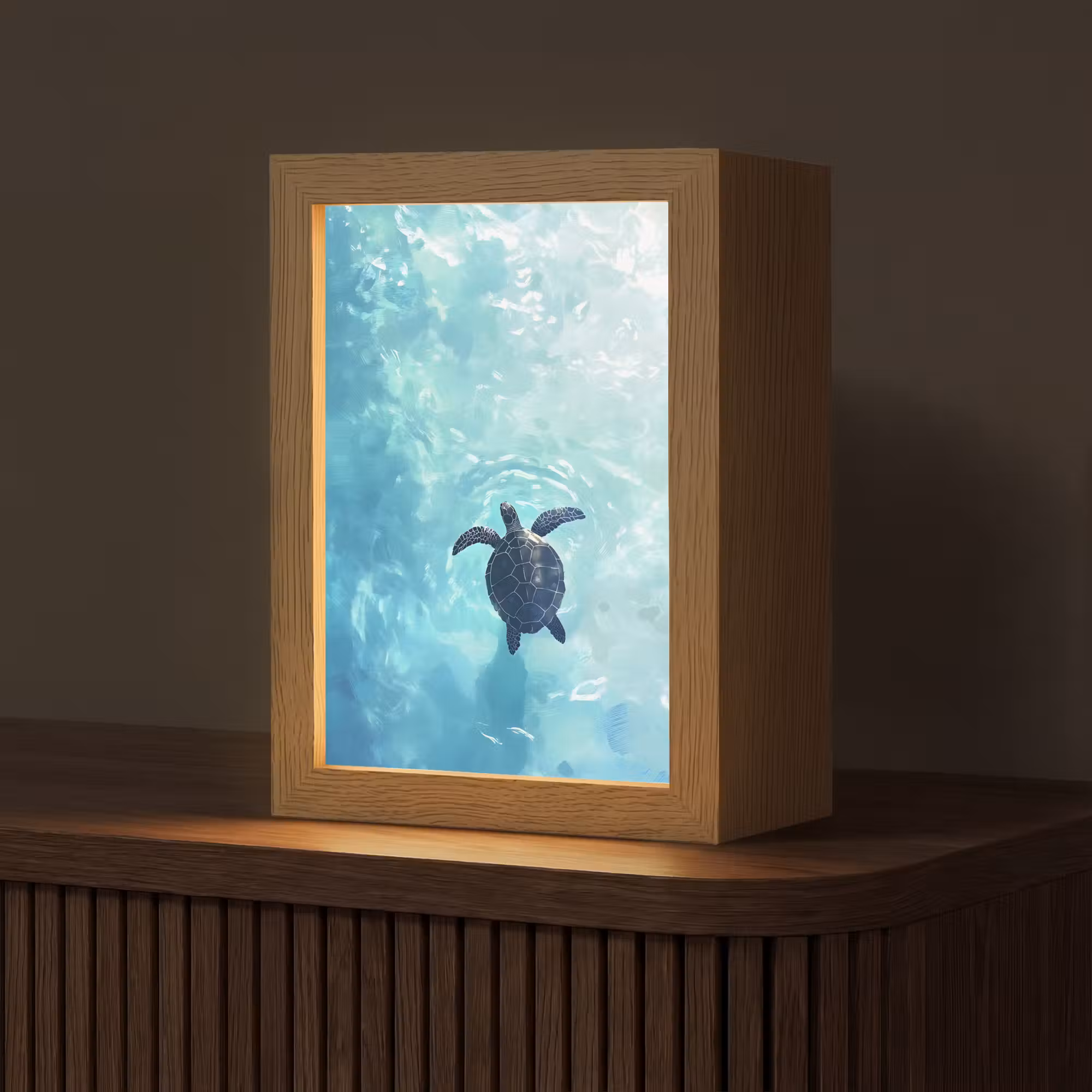 Tischlampe - Schildkröte - Meer - Blau - Glitzern
