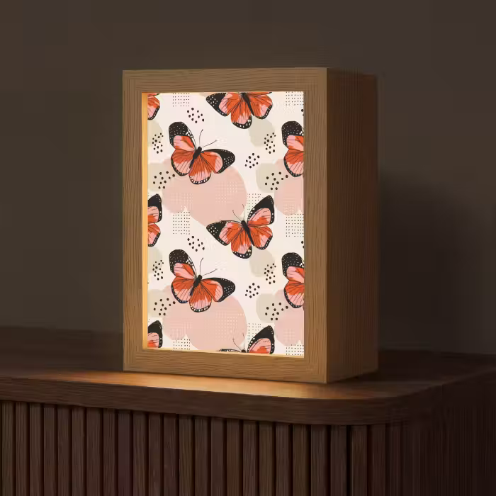 Tischlampe - Schmetterlinge - Retro - Farbenfroh