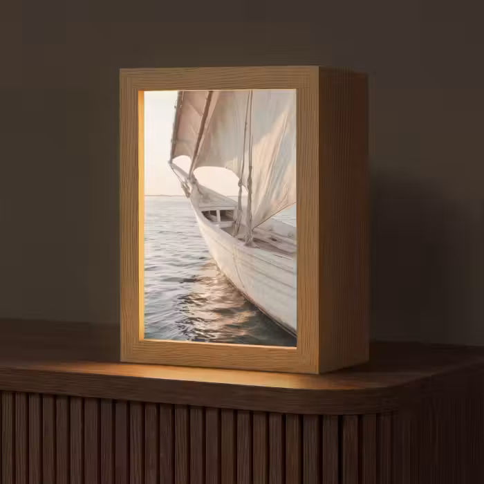 Tischlampe - Segelboot - Meer - Beige - Sonne