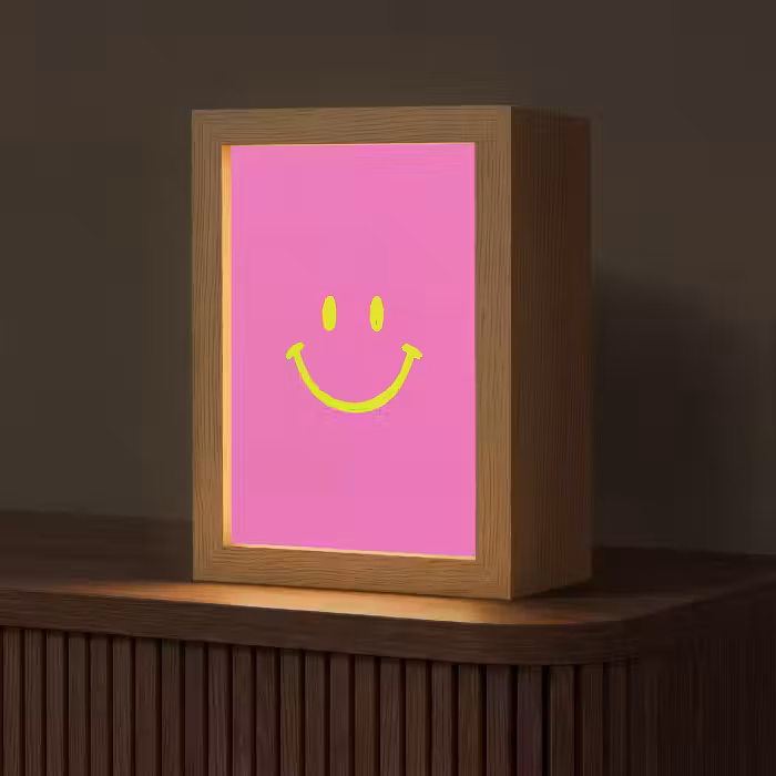 Tischlampe - Smiley - Fröhlich - Rosa