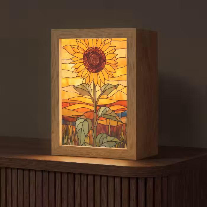 Tischlampe - Sonnenblume - Mosaik - Sonnenuntergang - Gelb