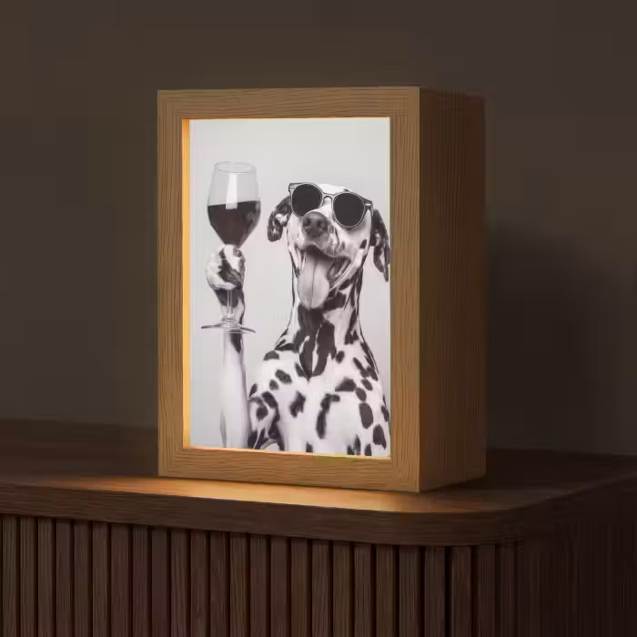 Tischlampe - Sonnenbrille - Dalmatiner - Weinglas - Zunge