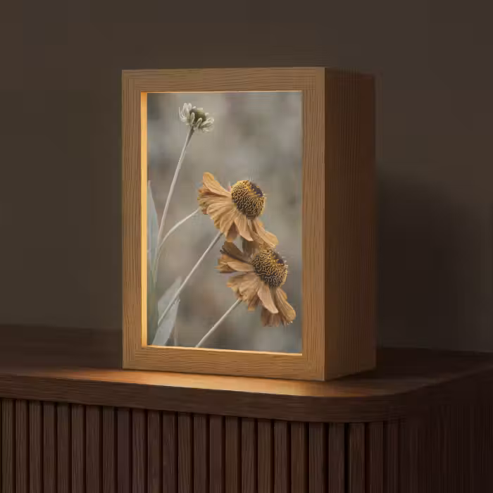 Tischlampe - Sonnenhut - Trockenblumen - Gelb - Warm