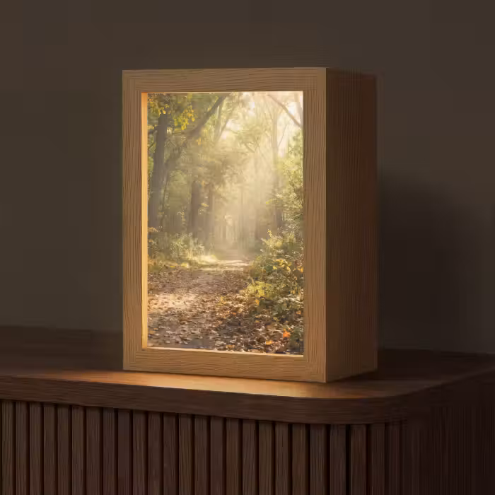 Tischlampe - Sonnenlicht - Waldweg - Bäume