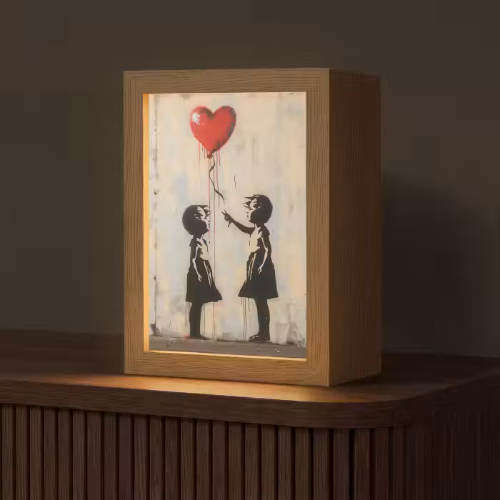 Tischlampe - Straßenkunst - Banksy - Luftballon - Graffiti - Herz