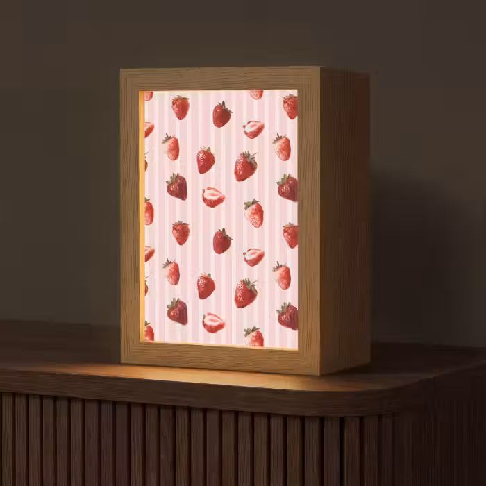 Tischlampe - Streifen - Erdbeere - Rosa