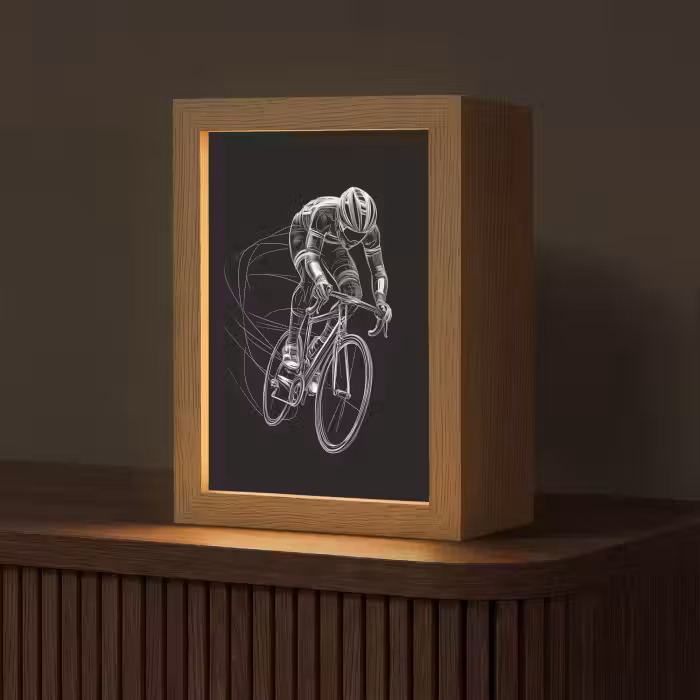 Tischlampe - Strichzeichnung - Weiß - Radfahren - Geschwindigkeit