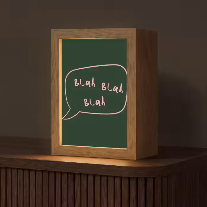 Tischlampe - Textwolke - Dunkelgrün - BLAH BLAH BLAH