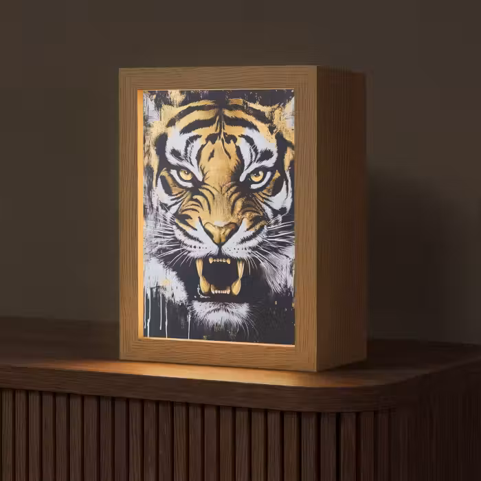 Tischlampe - Tiger - Farbspritzer - Gold