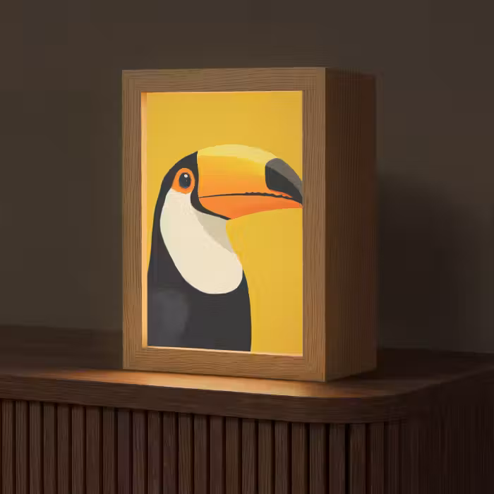 Tischlampe - Tukan - Minimalistisch - Schnabel - Orange