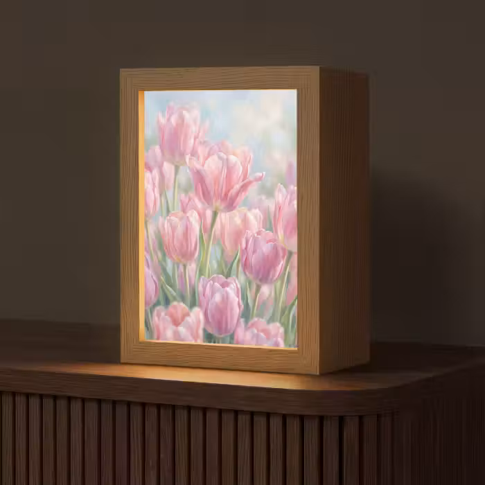 Tischlampe - Tulpen - Feld - Frühling - Rosa