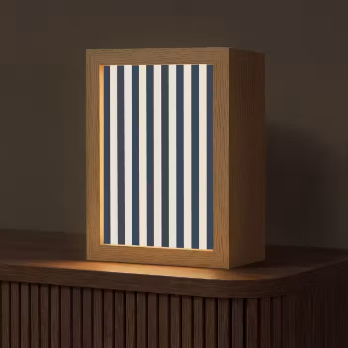 Tischlampe - Vertikale Streifen - Blau - Creme