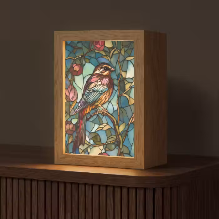 Tischlampe - Vogel - Zweig - Rosen - Mosaik