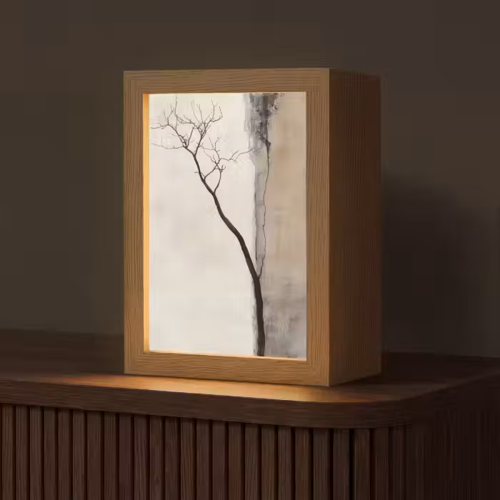 Tischlampe - Wabi sabi - Pflanze - Beige