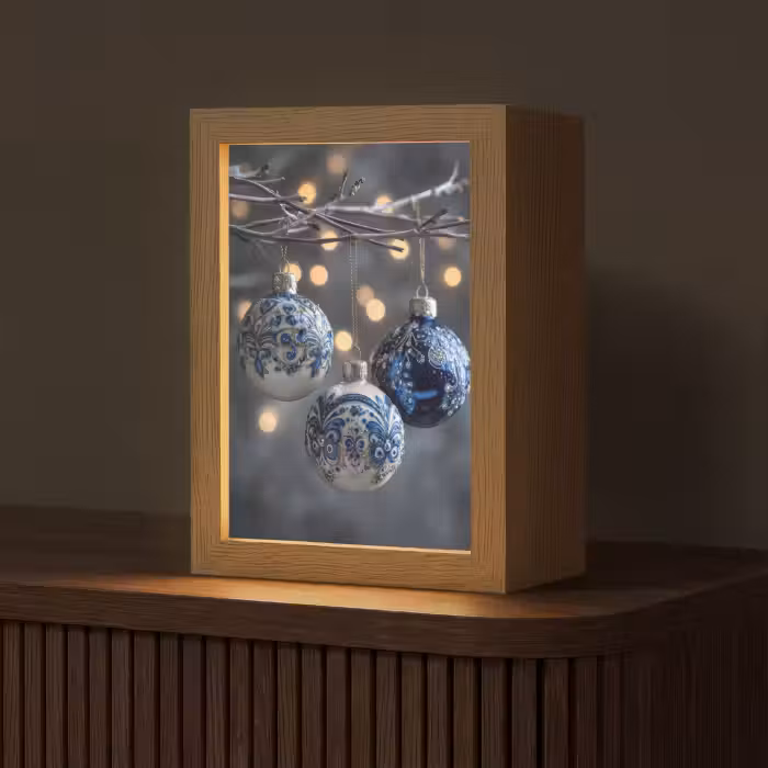 Tischlampe - Weihnachtskugel - Dekoriert - Blau