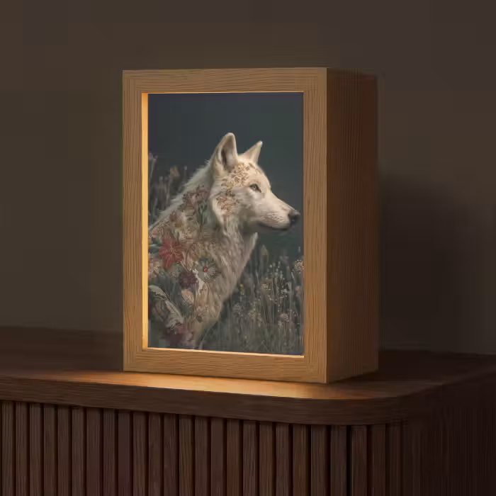 Tischlampe - Wolf - Blumen - Natur