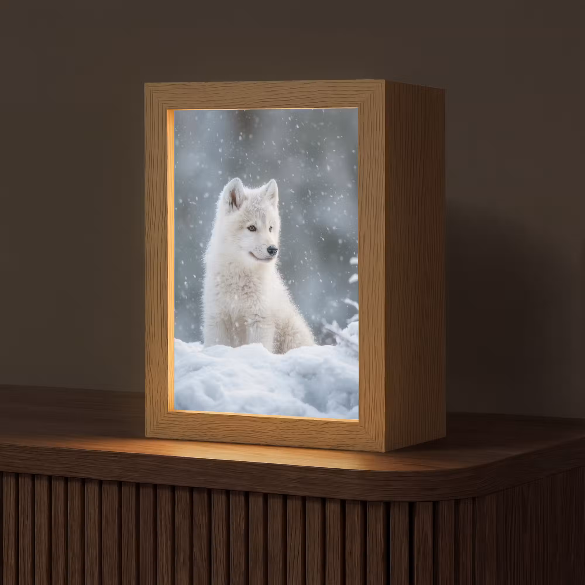 Tischlampe - Wolf - Welpe - Schnee