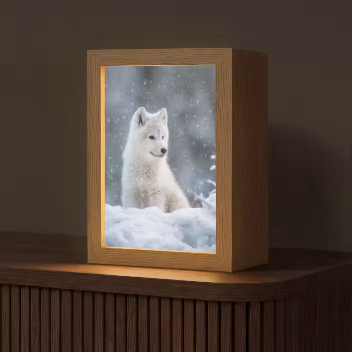 Tischlampe - Wolf - Welpe - Schnee