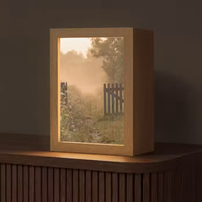 Tischlampe - Zaun - Natur - Nebel - Feld