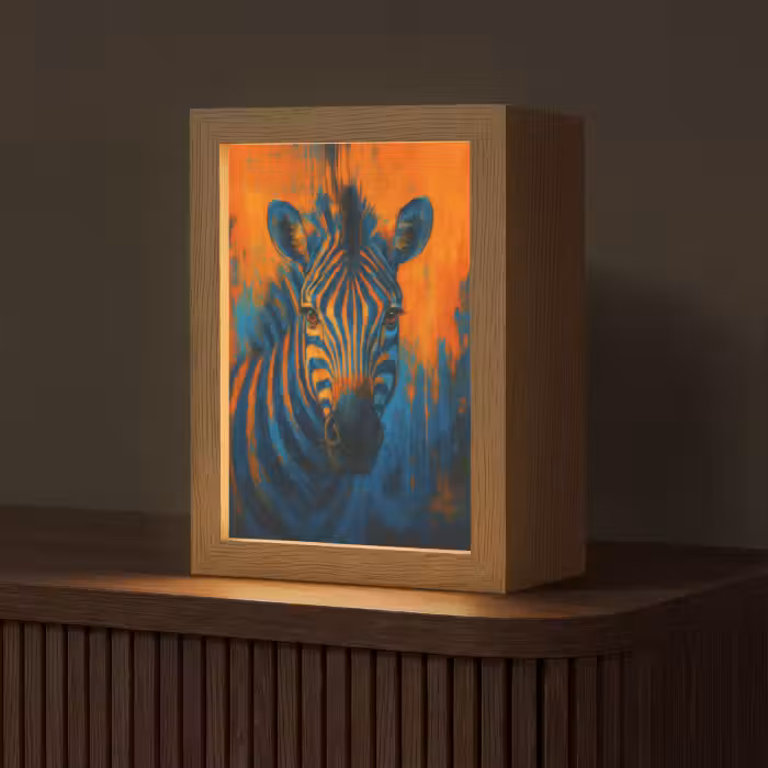 Tischlampe - Zebra - Abstrakt - Blau