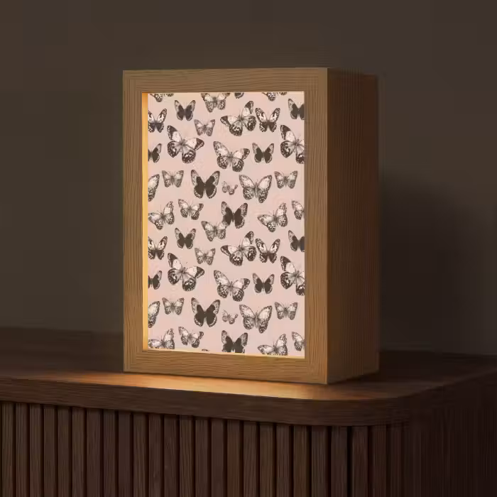 Tischlampe - Zeitlos - Schmetterlinge - Pfirsich
