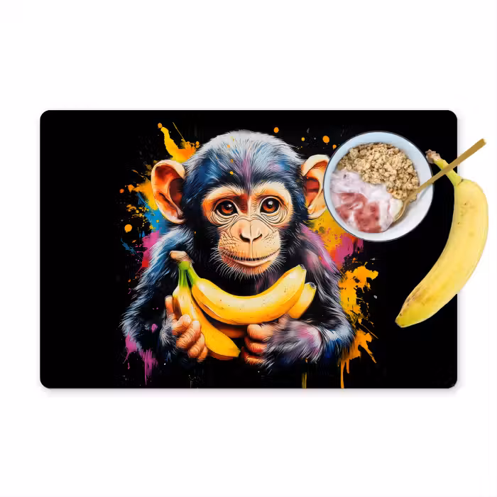 Tischset - 6 Stück - Affe - Graffiti - Farbenfroh - Bananen - Modern