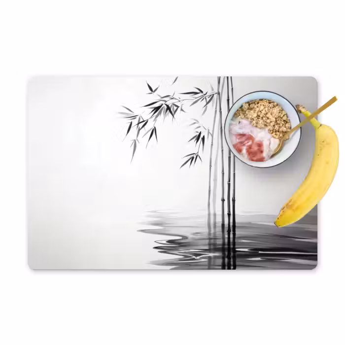 Tischset - 6 Stück - Bambusstämme - Wasser - Minimalistisch - Weiß