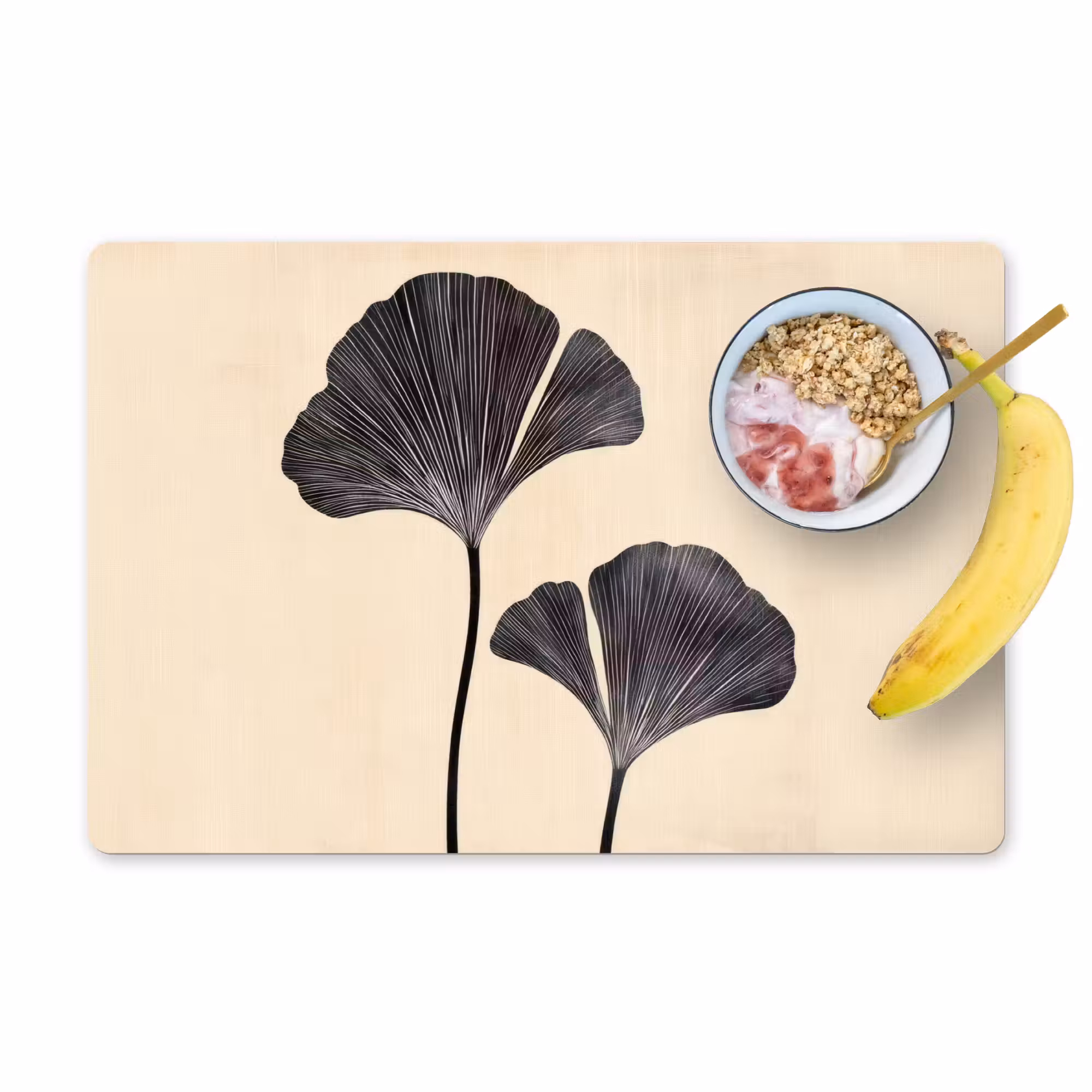 Tischset - 6 Stück - Blätter - Minimalistisch - Schwarz