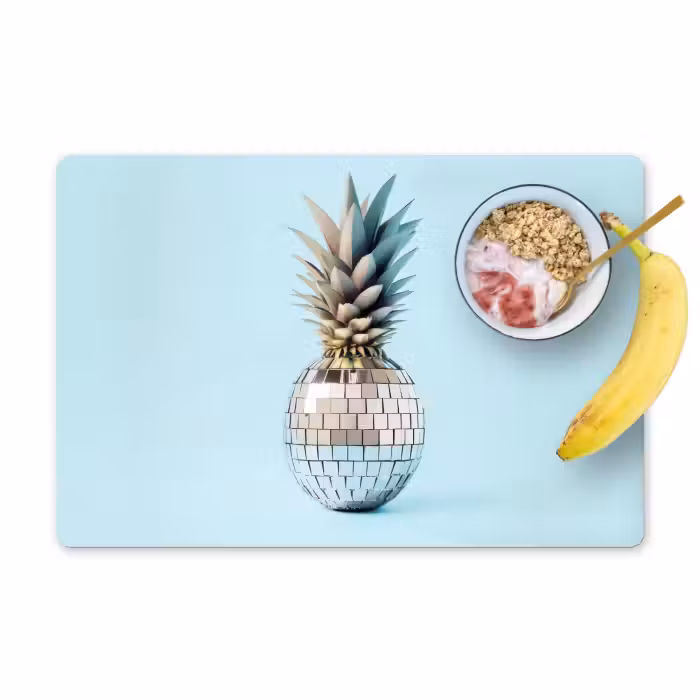 Tischset - 6 Stück - Blau - Ananas - Disco - Discoball
