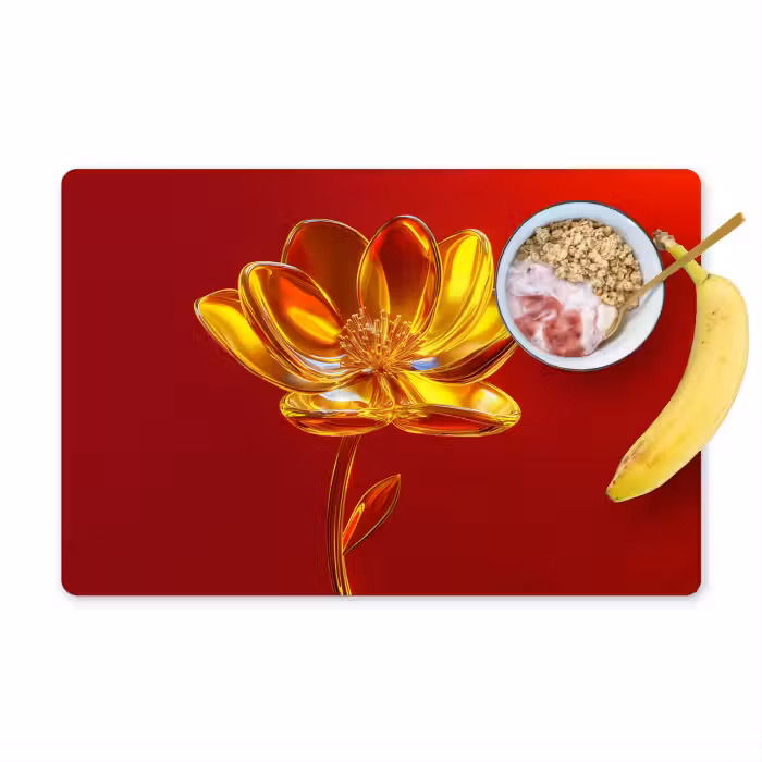 Tischset - 6 Stück - Blume - Gold - Gläser