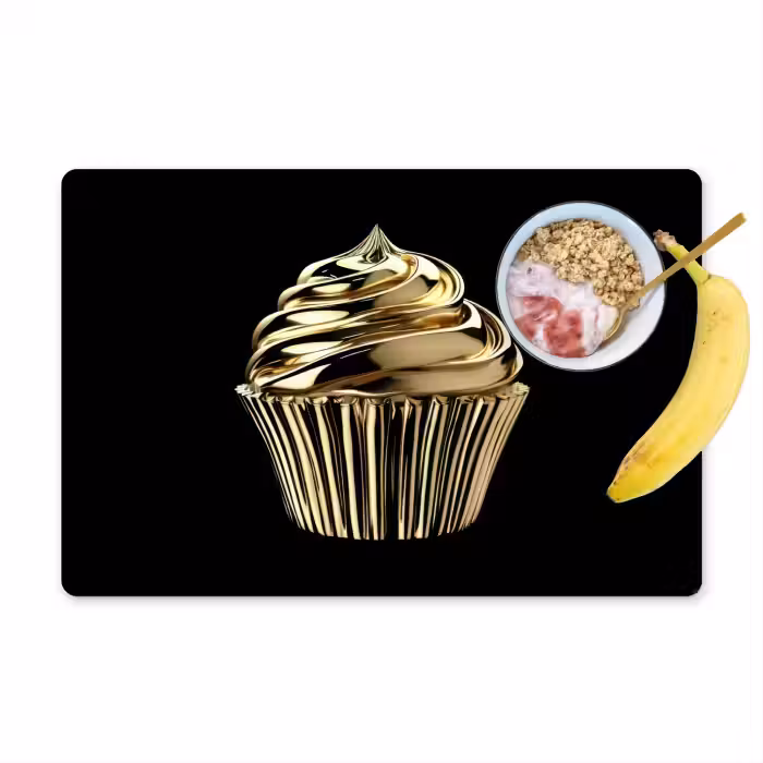 Tischset - 6 Stück - Cupcake - Lebensmittel - Gold - Schwarz