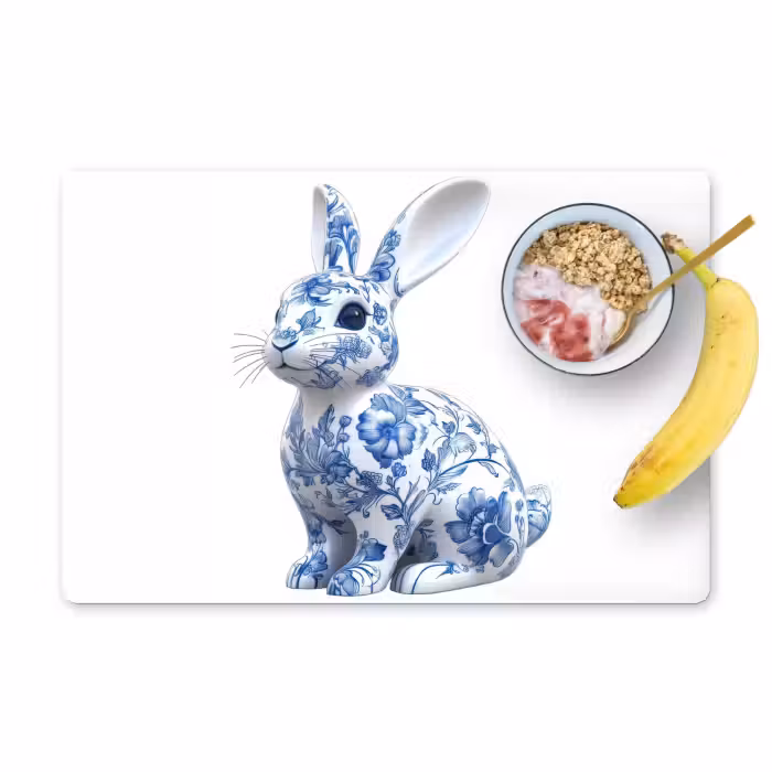 Tischset - 6 Stück - Delfter Blau - Kleines Kaninchen - Weiß