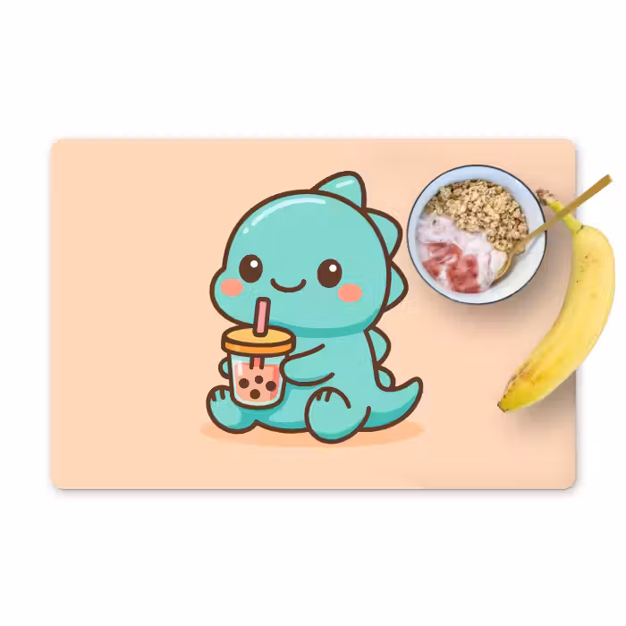 Tischset - 6 Stück - Dino - Boba - kawaii - Orange