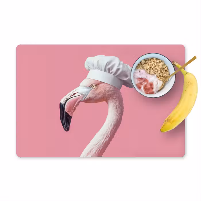 Tischset - 6 Stück - Flamingo - Rosa - Kochmütze - Vogel