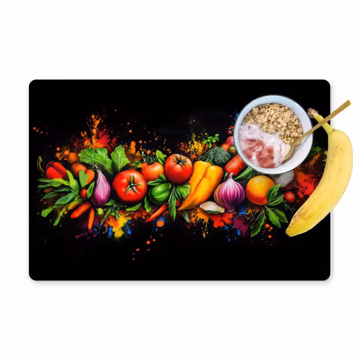 Tischset - 6 Stück - Gemüse - Lebensmittel - Kräuter - Graffiti - Kochen