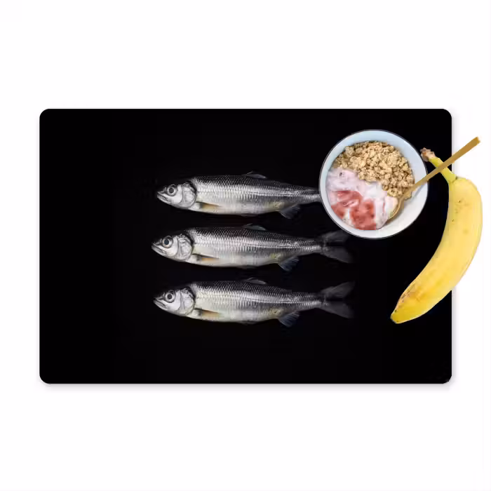 Tischset - 6 Stück - Hering - Fisch - Schwarz
