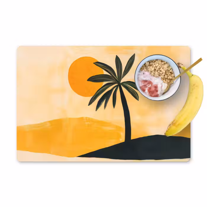 Tischset - 6 Stück - Illustration - Palme - Sonne - Hügel
