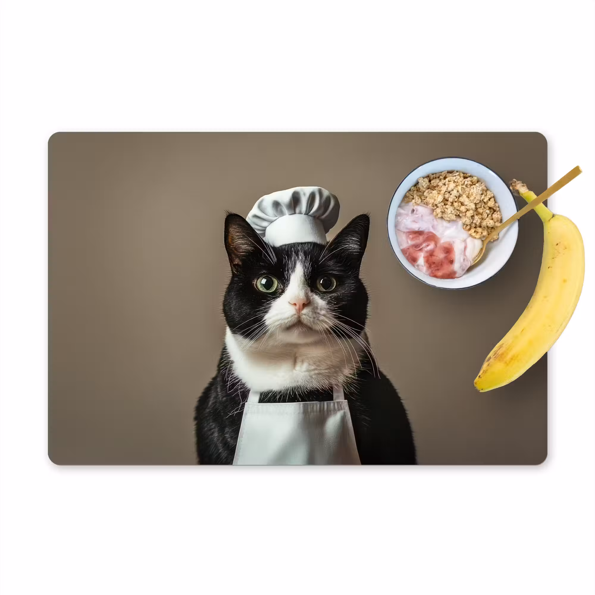 Tischset - 6 Stück - Katze - Kochkleidung - Schwarz - Weiß