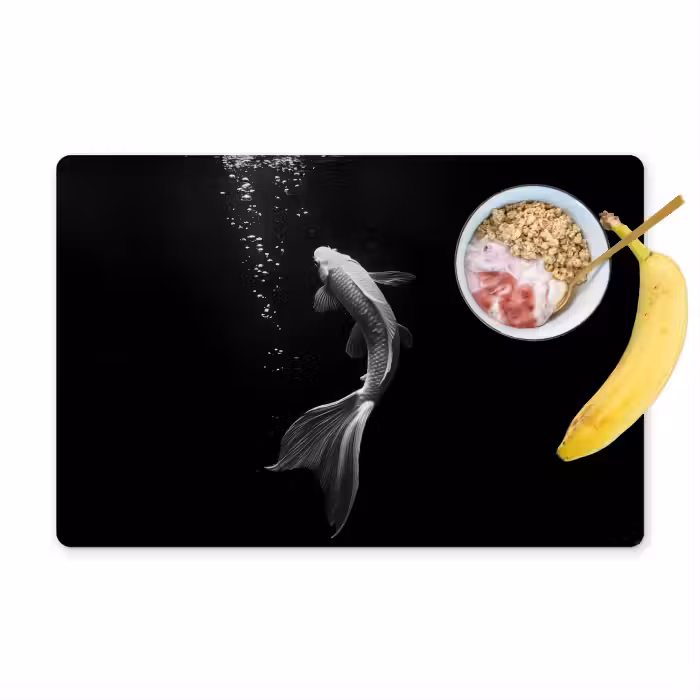 Tischset - 6 Stück - Koi - Fisch - Weiß - Schwarz