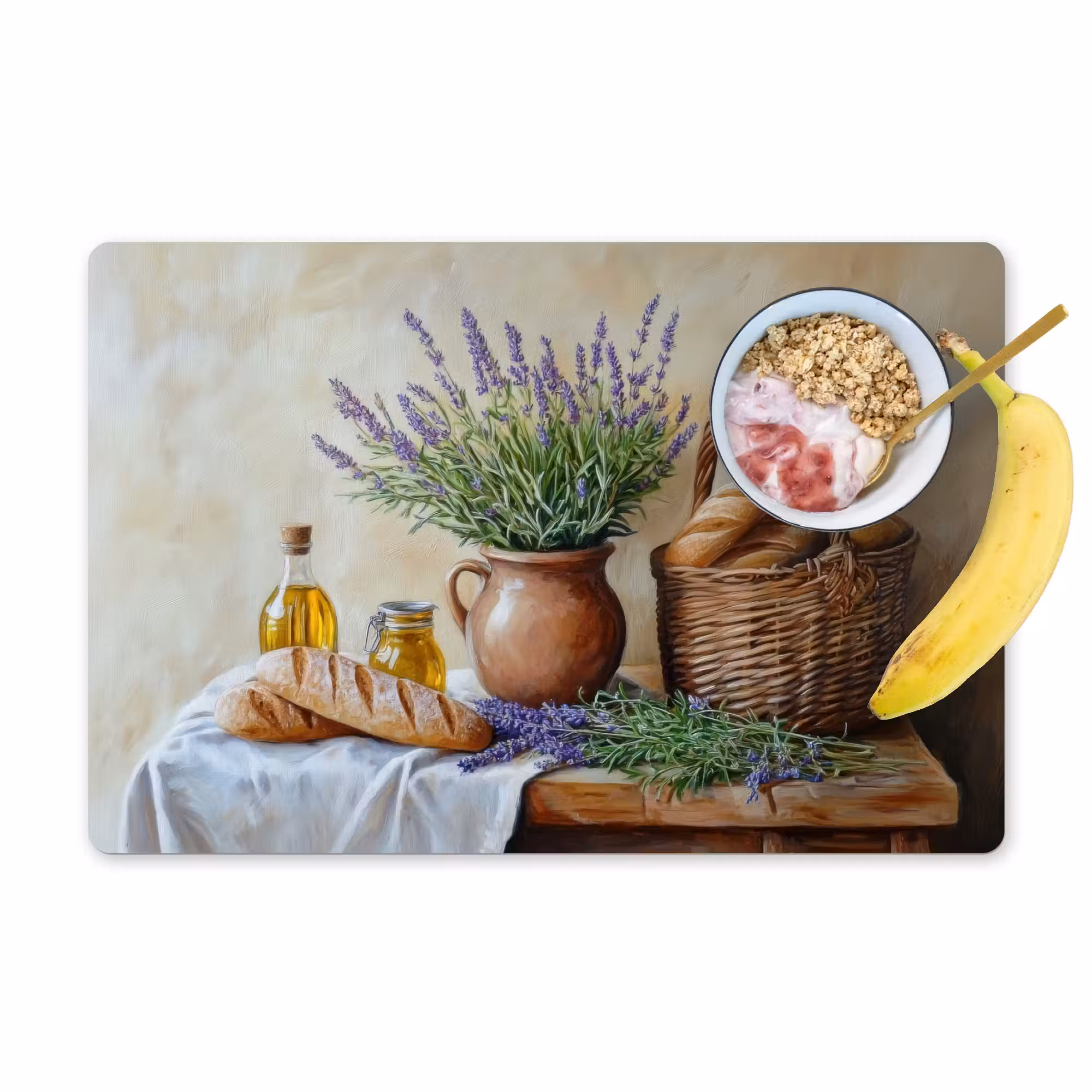 Tischset - 6 Stück - Lavendel - Brot - Stilleben