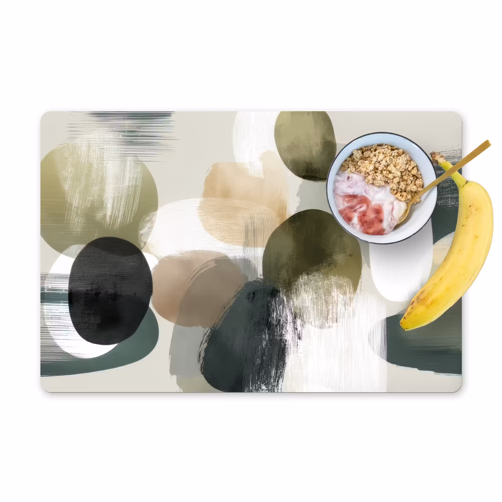 Tischset - 6 Stück - Minimalistisch - Kreise - Pinselstriche - Beige