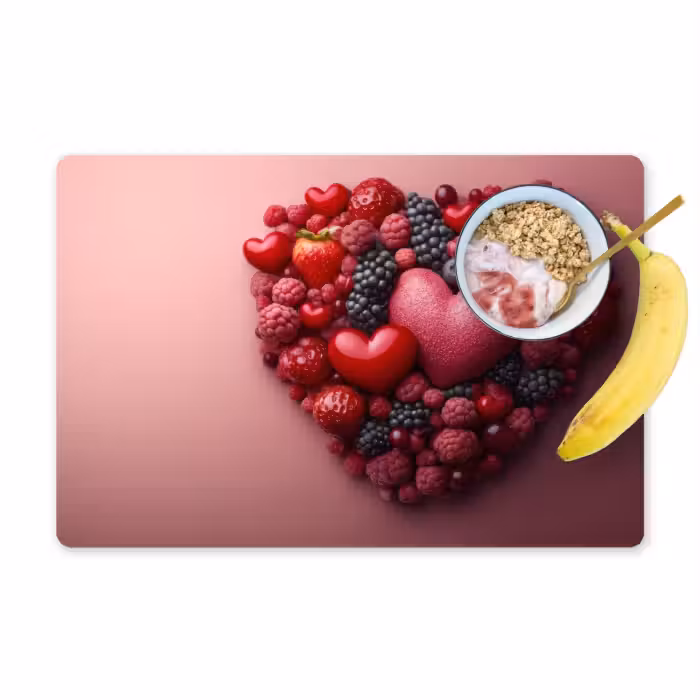Tischset - 6 Stück - Obst - Herzen - Erdbeeren - Himbeeren - Heidelbeeren