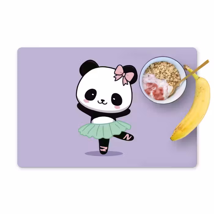 Tischset - 6 Stück - Panda - Lila - Verschnörkelt - Kawaii