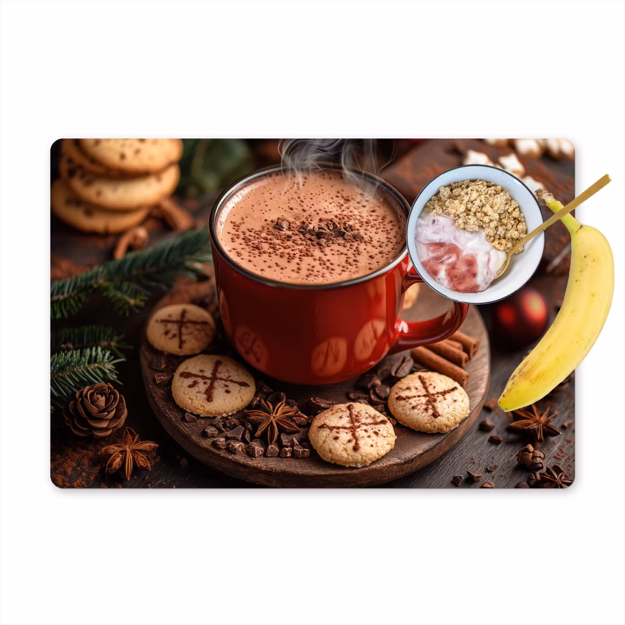 Tischset - 6 Stück - Schokoladenmilch - Becher - Winter - Weihnachten - Gemütlichkeit