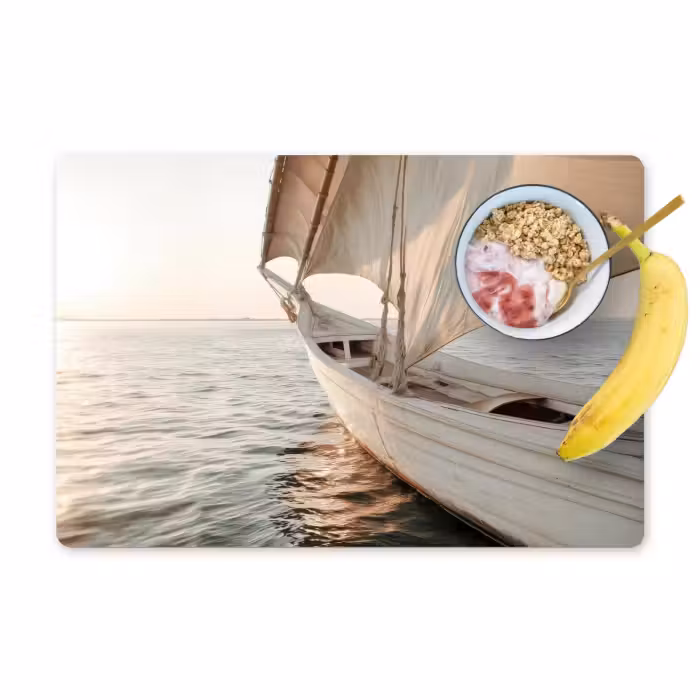 Tischset - 6 Stück - Segelboot - Meer - Beige - Sonne