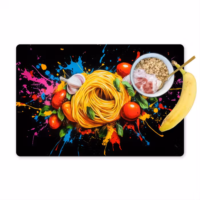 Tischset - 6 Stück - Spaghetti - Graffiti - Farbe - Bunt - Lebensmittel - Modern
