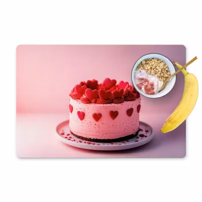 Tischset - 6 Stück - Torte - Herz - Rosa